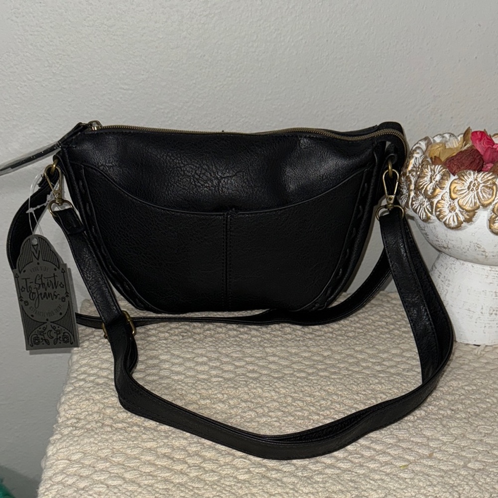 T-Shirt & Jeans Pria Black Crossbody Shoulder Bag New
